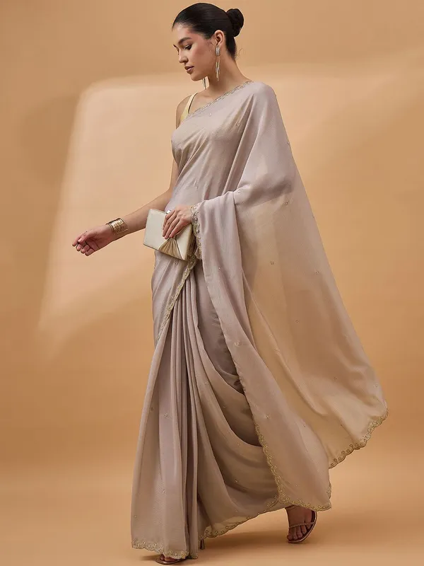 Peach_colour_Pure_Chiffon_Saree_for_Women