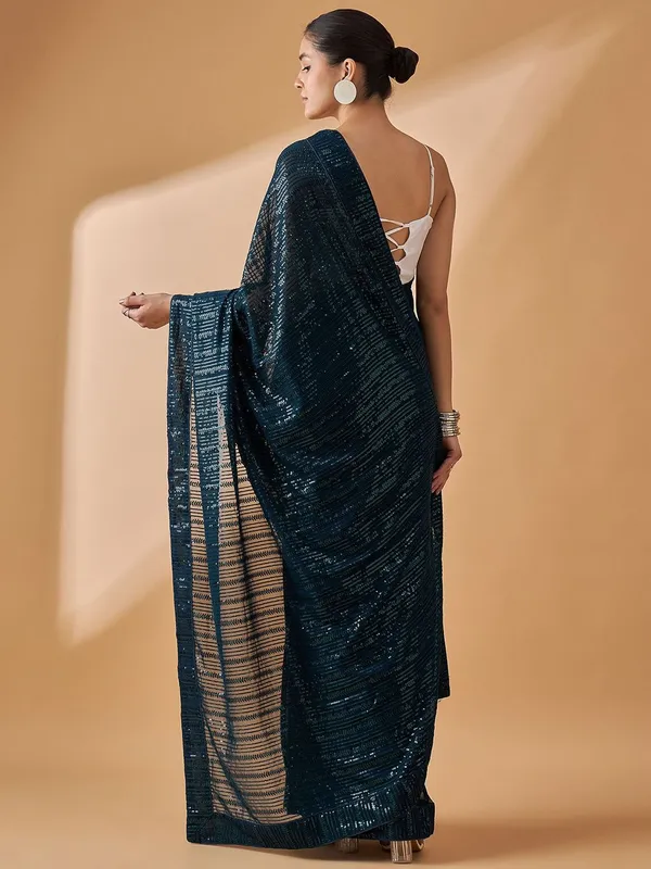 Blue_colour_Pure_Georgette_Saree_for_Women