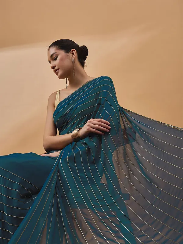 Blue_colour_Pure_Georgette_Saree_for_Women