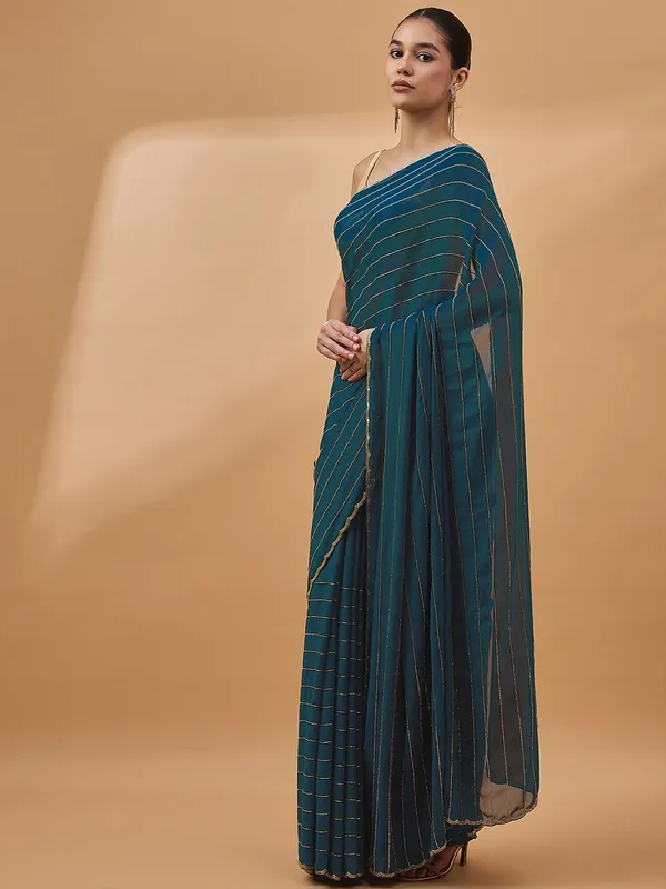 Blue_colour_Pure_Georgette_Saree_for_Women