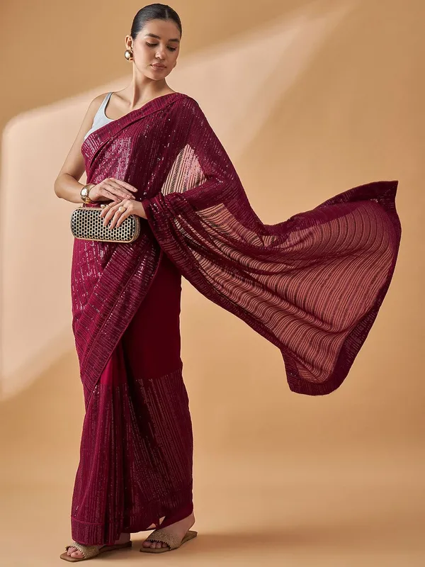 Maroon_colour_Pure_Georgette_Saree_for_Women