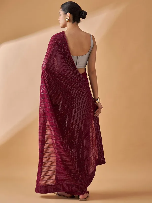Maroon_colour_Pure_Georgette_Saree_for_Women