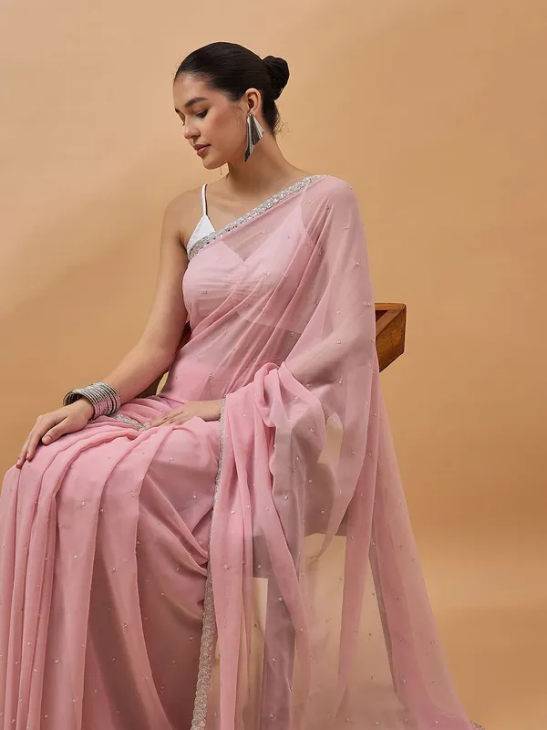 Pink_colour_Pure_Georgette_Saree_for_Women