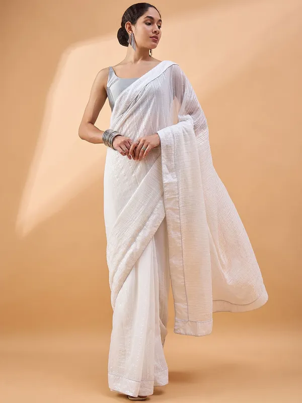 White_colour_Pure_Georgette_Saree_for_Women