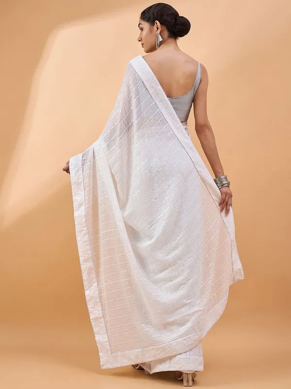 White_colour_Pure_Georgette_Saree_for_Women