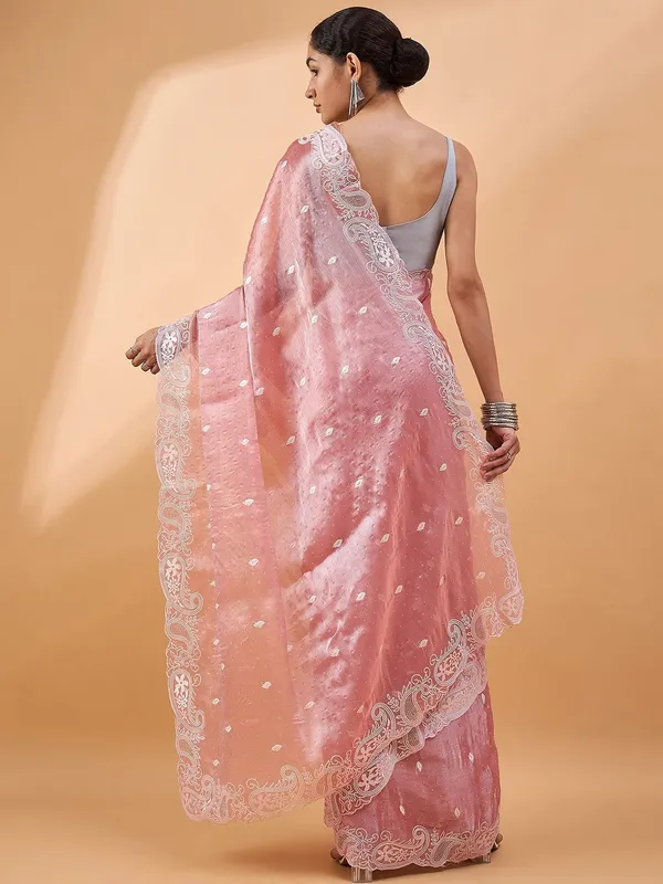 Peach_colour_Poly_Chiffon_Saree_for_Women