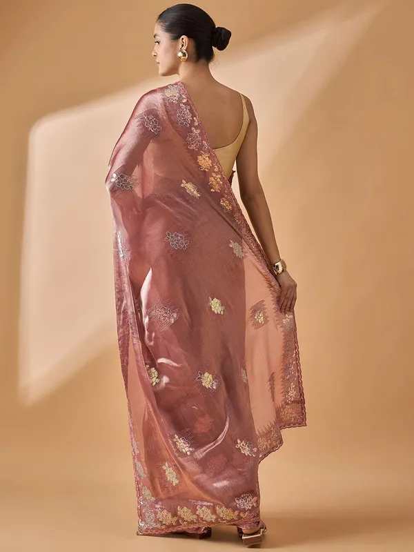 Brown_colour_Poly_Chiffon_Saree_for_Women