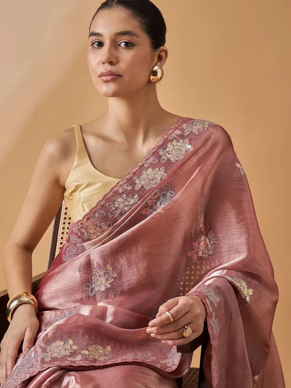 Brown_colour_Poly_Chiffon_Saree_for_Women
