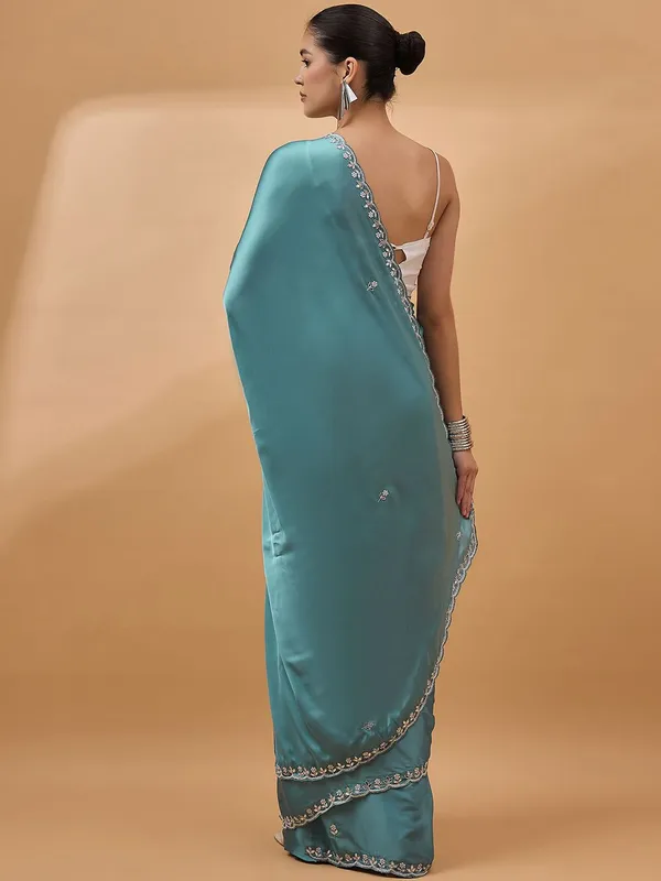 Blue_colour_Satin_Saree_for_Women
