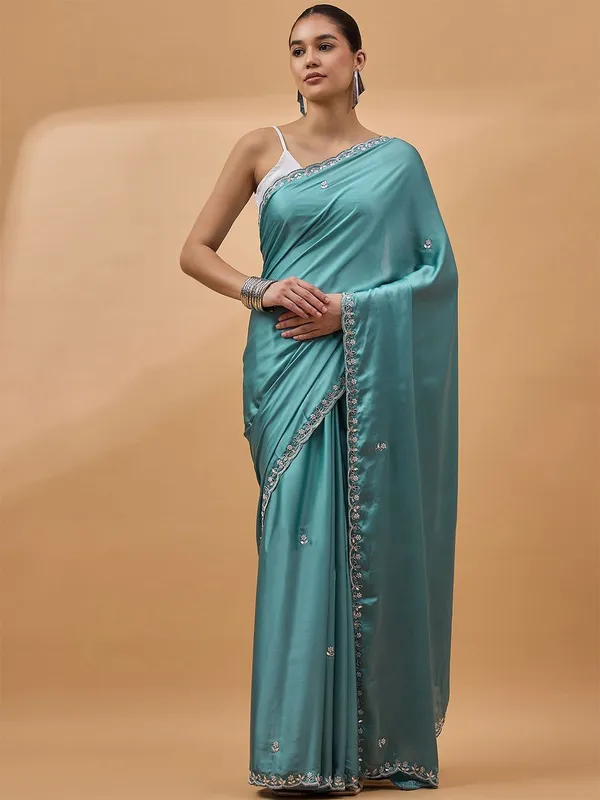 Blue_colour_Satin_Saree_for_Women
