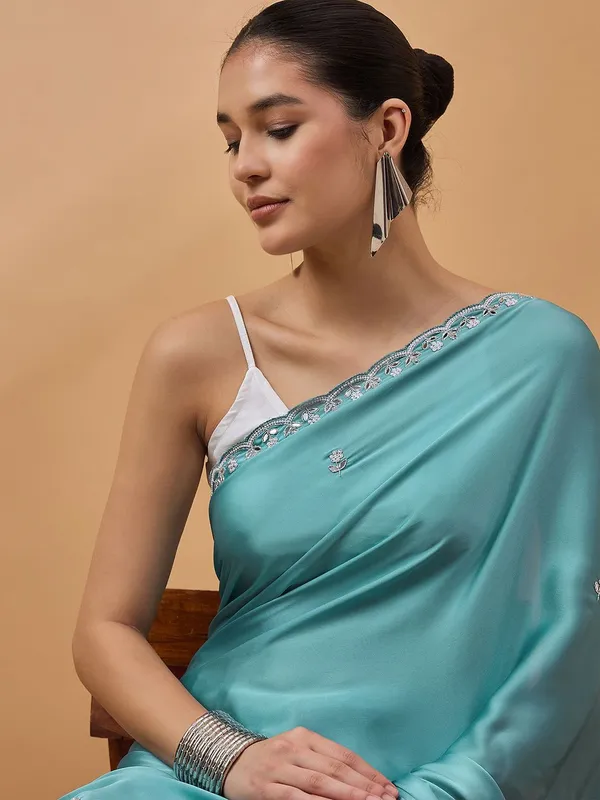 Blue_colour_Satin_Saree_for_Women