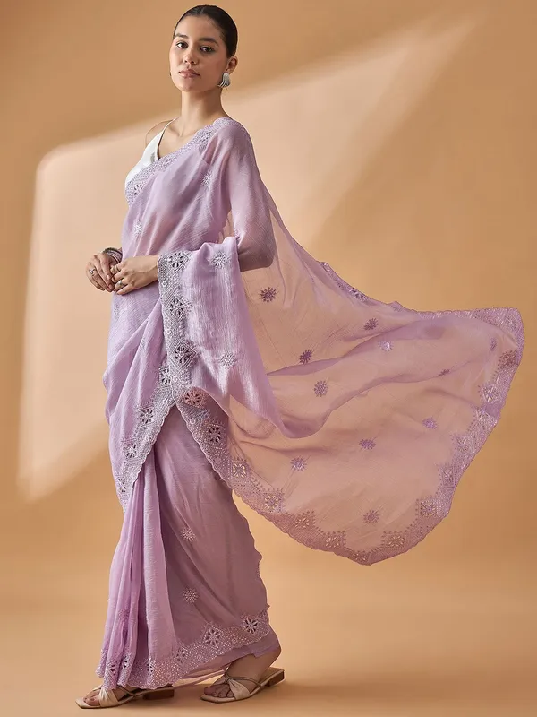 Purple_colour_Poly_Crepe_Saree_for_Women