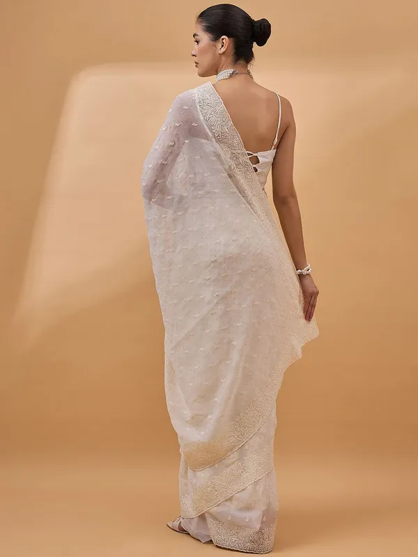 Cream_colour_Pure_Georgette_Saree_for_Women