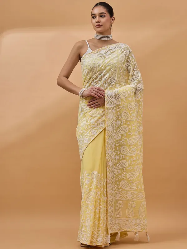 Yellow_colour_Pure_Georgette_Saree_for_Women