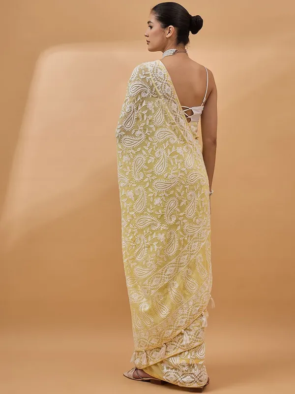 Yellow_colour_Pure_Georgette_Saree_for_Women