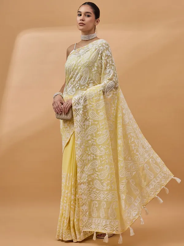 Yellow_colour_Pure_Georgette_Saree_for_Women