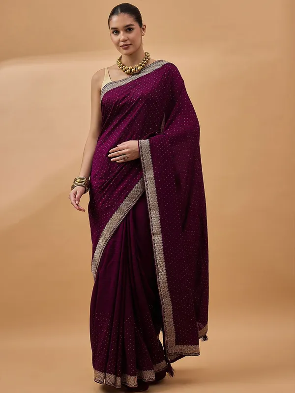 Purple_colour_Silk_Blend_Saree_for_Women