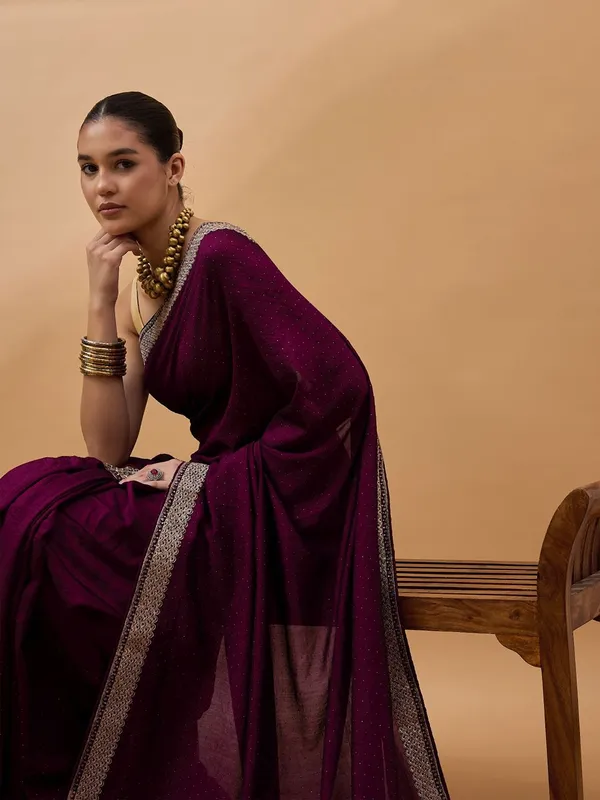 Purple_colour_Silk_Blend_Saree_for_Women