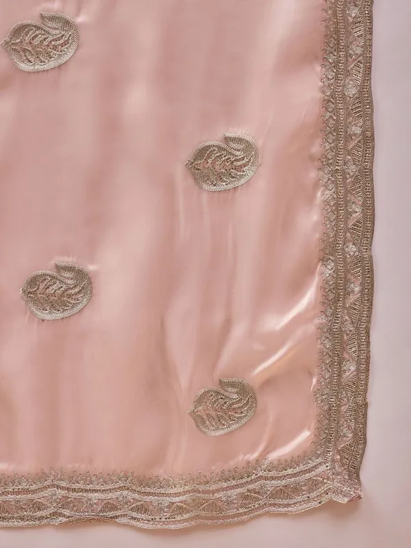Peach_colour_Organza_Saree_for_Women
