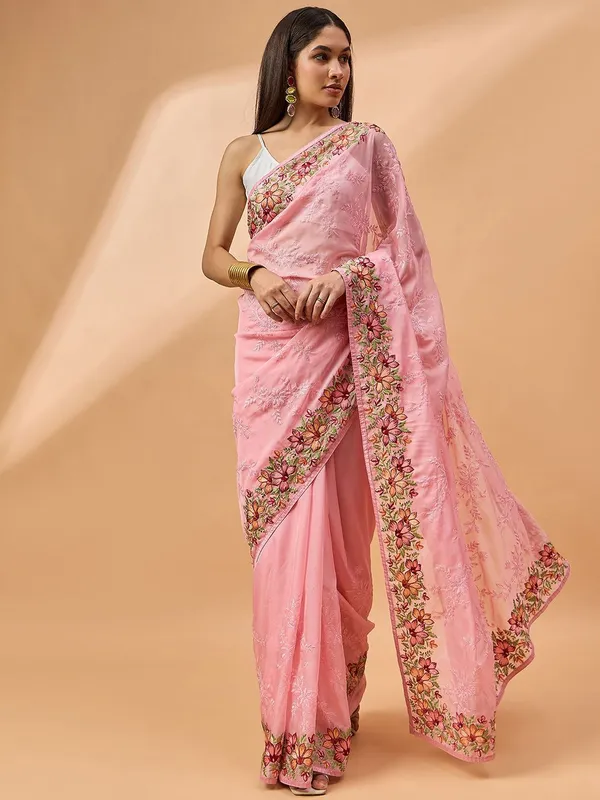 Pink_colour_Poly_Chiffon_Saree_for_Women