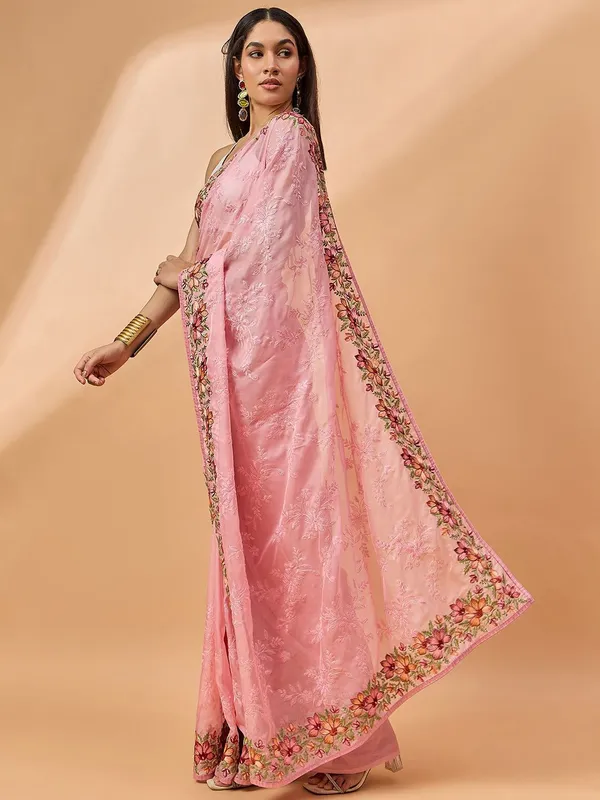 Pink_colour_Poly_Chiffon_Saree_for_Women