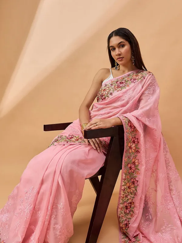 Pink_colour_Poly_Chiffon_Saree_for_Women