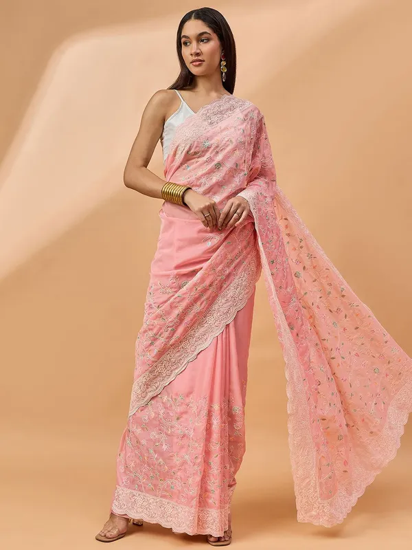 Pink_colour_Poly_Chiffon_Saree_for_Women
