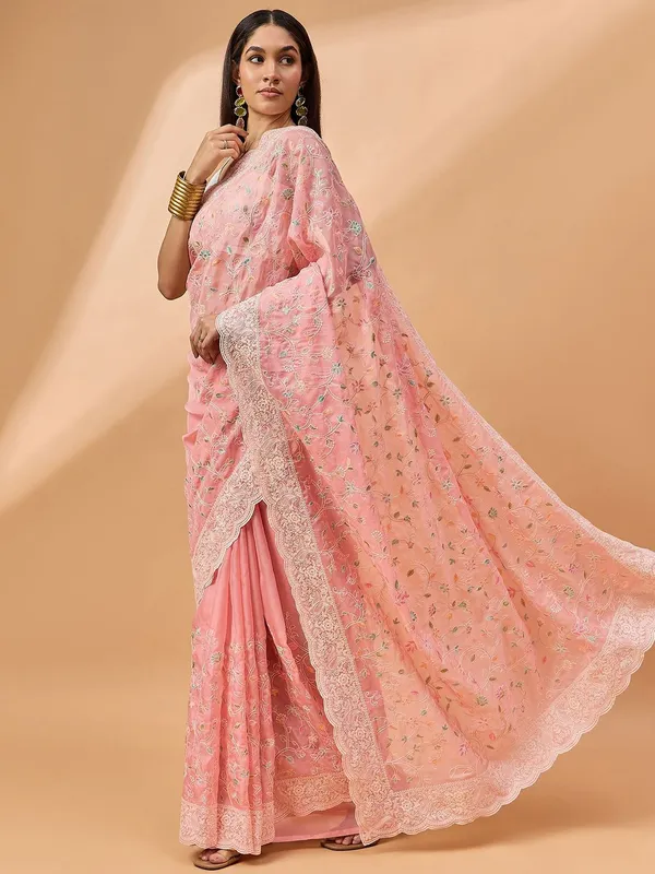 Pink_colour_Poly_Chiffon_Saree_for_Women