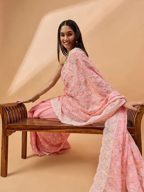 Pink_colour_Poly_Chiffon_Saree_for_Women