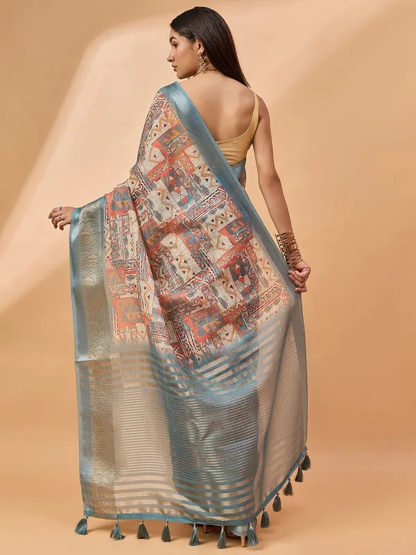 Off_White_colour_Pure_Linen_Saree_for_Women