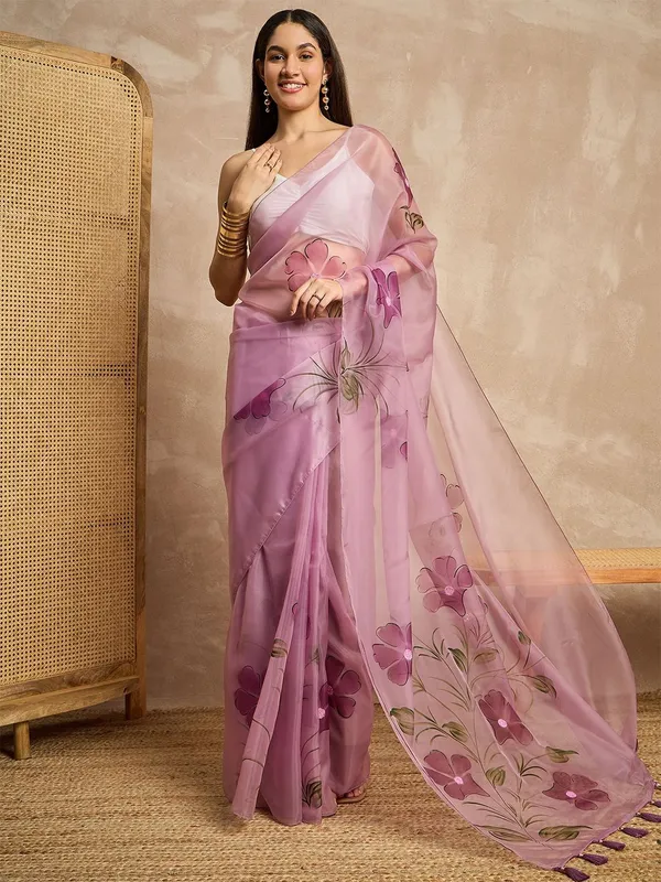 Purple_colour_Organza_Saree_for_Women