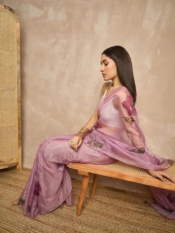 Purple_colour_Organza_Saree_for_Women