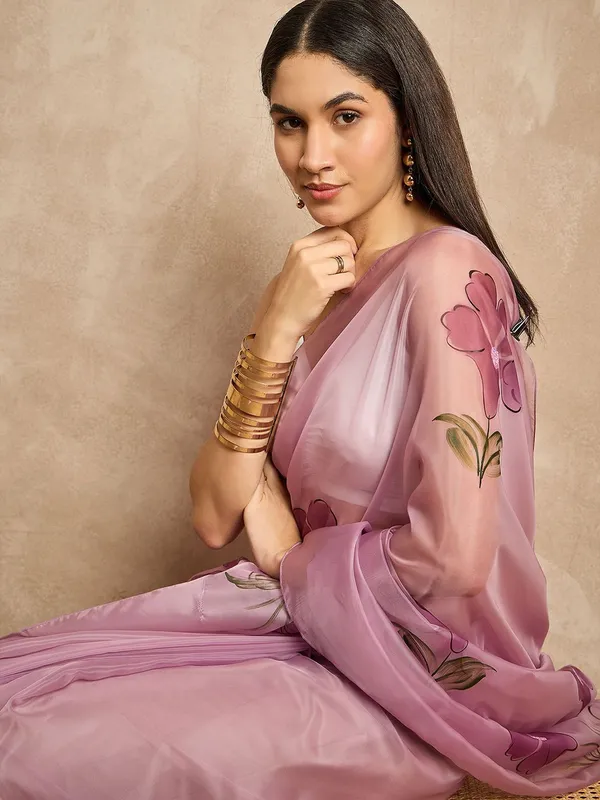 Purple_colour_Organza_Saree_for_Women