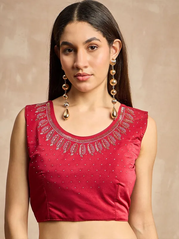 Maroon_colour_Lycra_Saree_for_Women