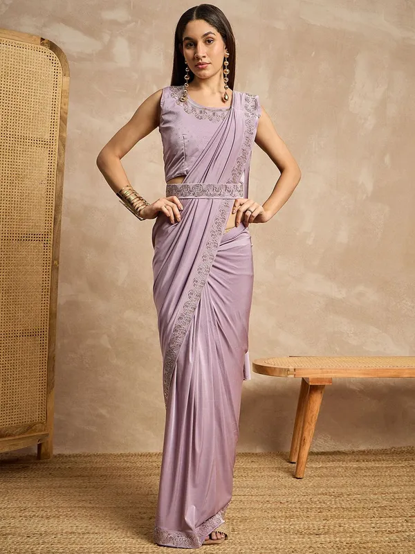 Purple_colour_Lycra_Saree_for_Women