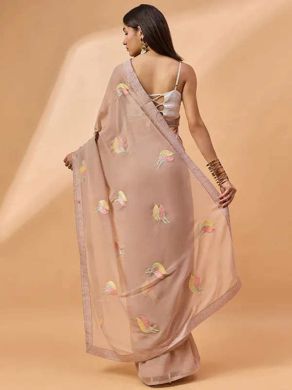 Brown_colour_Pure_Georgette_Saree_for_Women