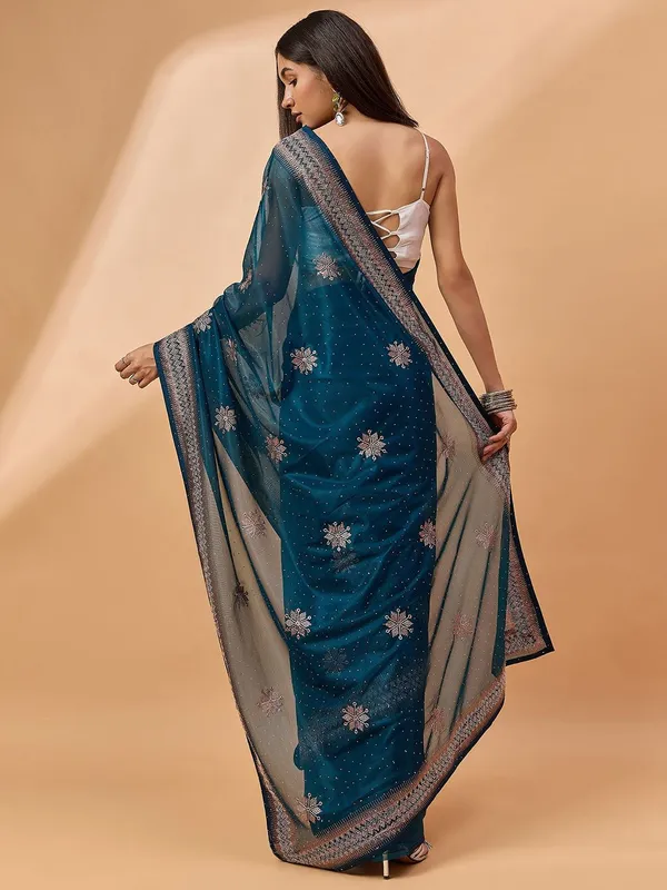 Blue_colour_Poly_Chiffon_Saree_for_Women