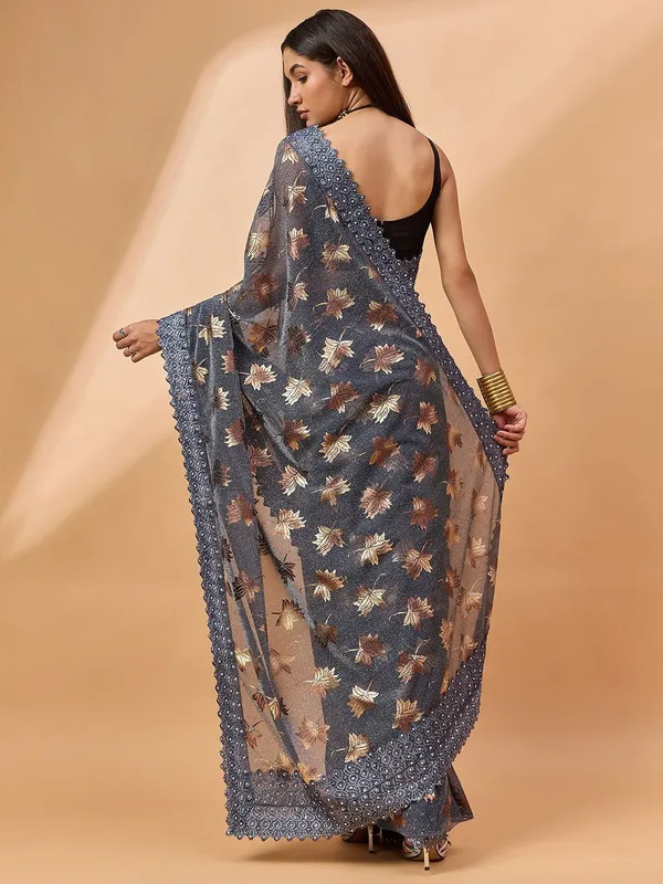 Grey_colour_Poly_Chiffon_Saree_for_Women