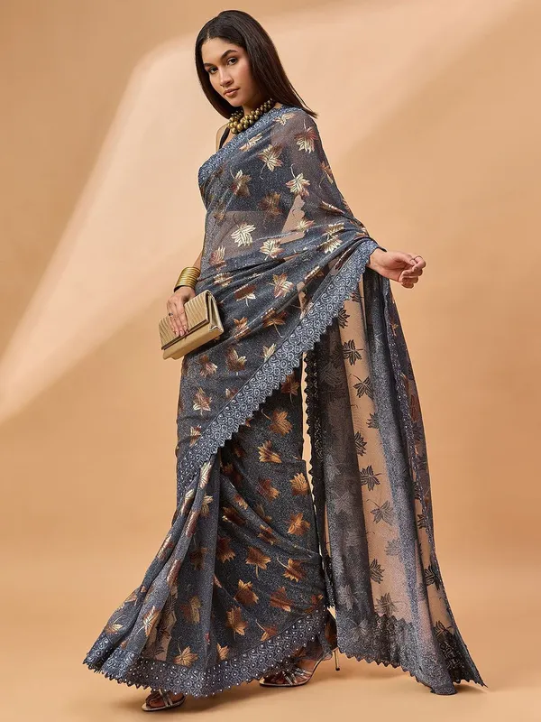 Grey_colour_Poly_Chiffon_Saree_for_Women