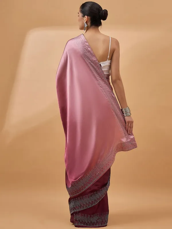 Maroon_colour_Satin_Saree_for_Women