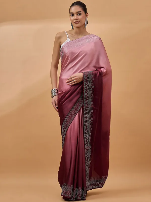 Maroon_colour_Satin_Saree_for_Women