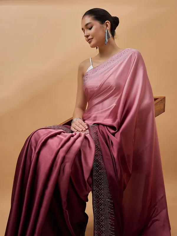 Maroon_colour_Satin_Saree_for_Women