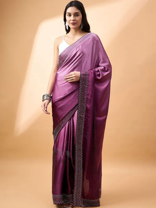 Purple_colour_Satin_Saree_for_Women