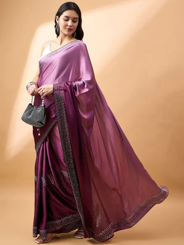 Purple_colour_Satin_Saree_for_Women