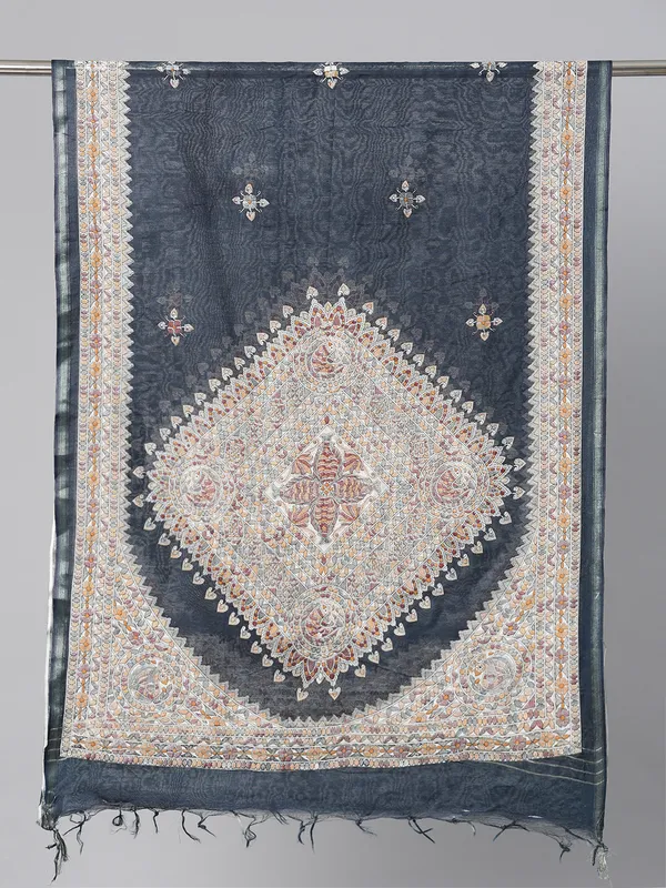 Navy_Blue_colour_Silk_Blend_Dupatta_for_Women