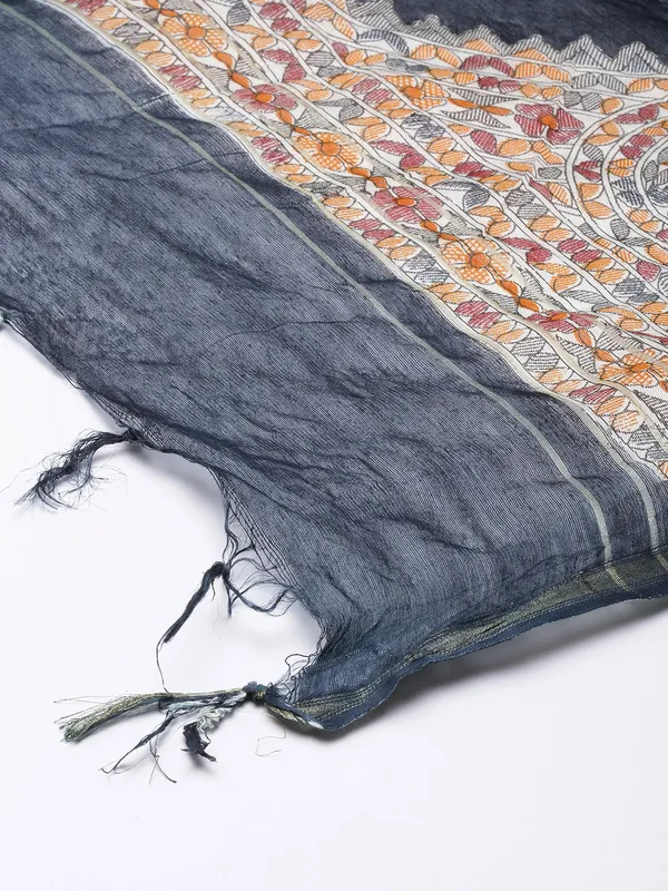 Navy_Blue_colour_Silk_Blend_Dupatta_for_Women
