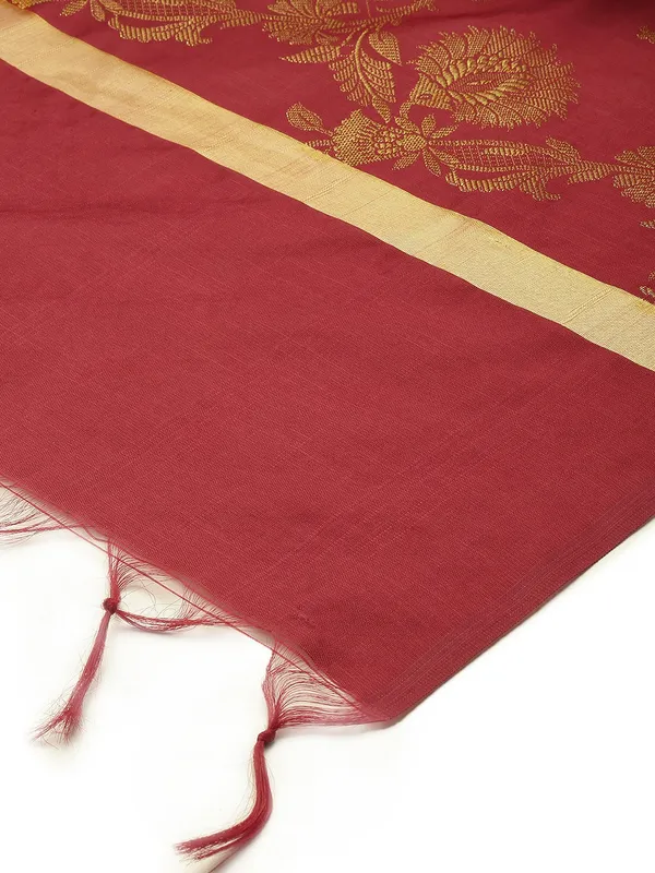 Maroon_colour_Silk_Blend_Dupatta_for_Women