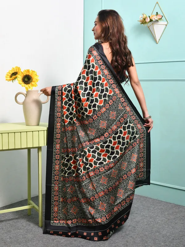 Black_Satin_Solid_Sarees_For_Women