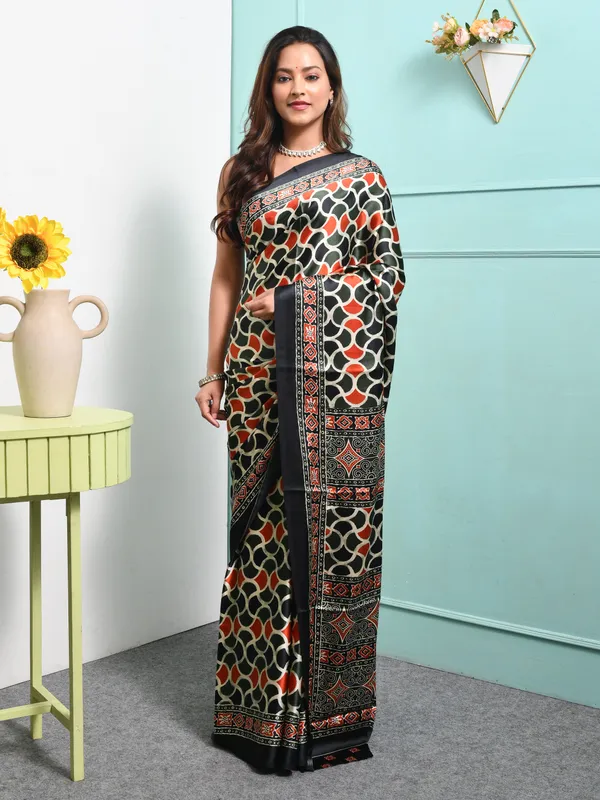 Black_Satin_Solid_Sarees_For_Women