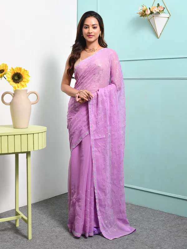 Purple_Poly_Chiffon_Embroidered_Sarees_For_Women